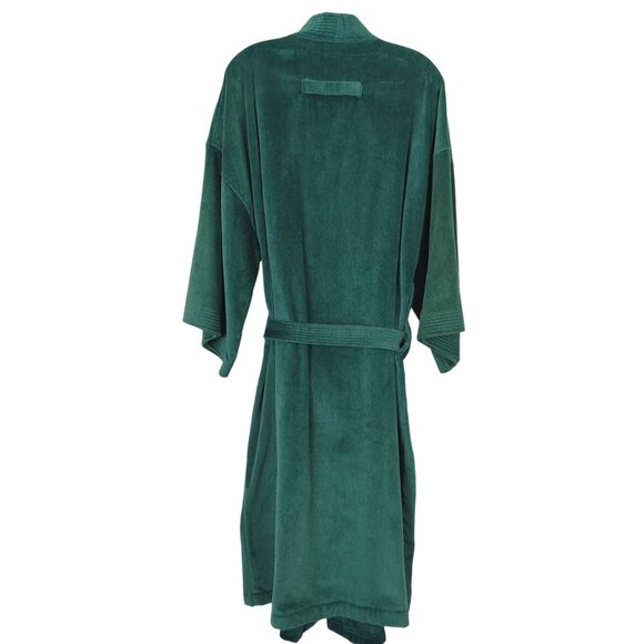 Vintage Harley-Davidson Green Terry cloth Bathrobe OSFM two belted with Pockets - Picture 3 of 16